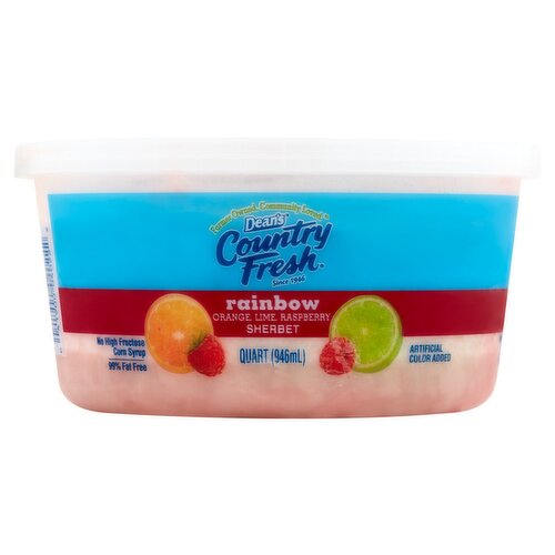 Dean's Country Fresh Rainbow Orange, Lime, Raspberry Sherbet, 1 quart