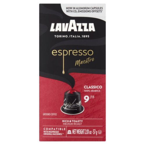 Lavazza Espresso Maestro Classico Medium Roast Ground Coffee, 10 count, 2.01 oz