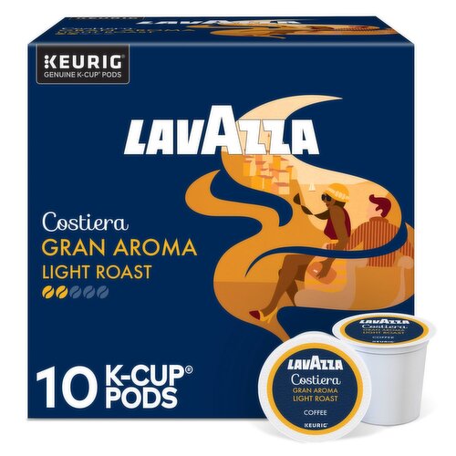 Lavazza Costiera Gran Aroma Light Roast Ground Coffee K-Cup Pods, 0.41 oz, 10 count