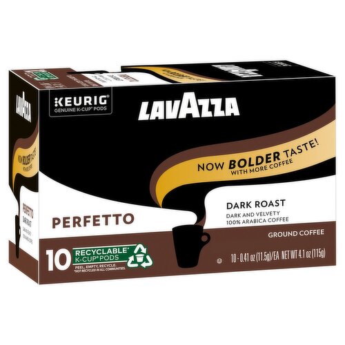 Lavazza Perfetto Dark Roast 100% Arabica Ground Coffee K-Cup Pods, 0.41 oz, 10 count