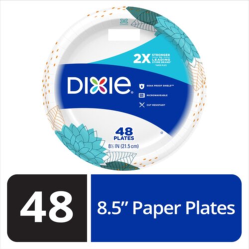 Dixie Disposable Paper Plates, 8.5", Multi-Color, 48 Count