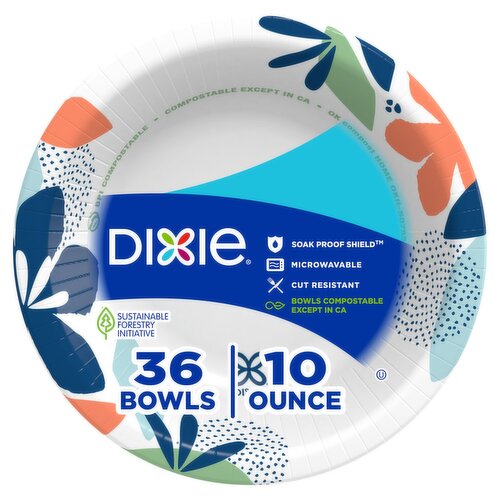 Dixie Disposable Paper Bowls, 10 oz, Multi-Color, 36 Count