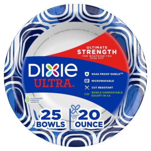 Dixie Ultra Disposable Paper Bowls, 20 oz, 25 Count