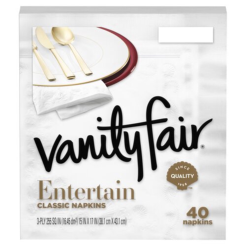 VANITY FAIR® ENTERTAIN CLASSIC NAPKINS - WHITE NAPKINS - 40 COUNT