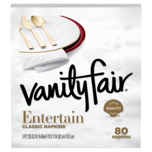 VANITY FAIR® ENTERTAIN CLASSIC NAPKINS - WHITE NAPKINS - 80 COUNT