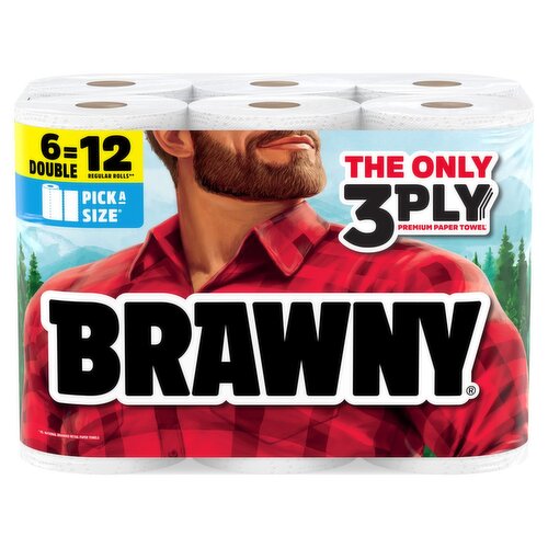 Brawny Pick-A-Size Paper Towels, 76 3-ply sheets per roll, 6 count