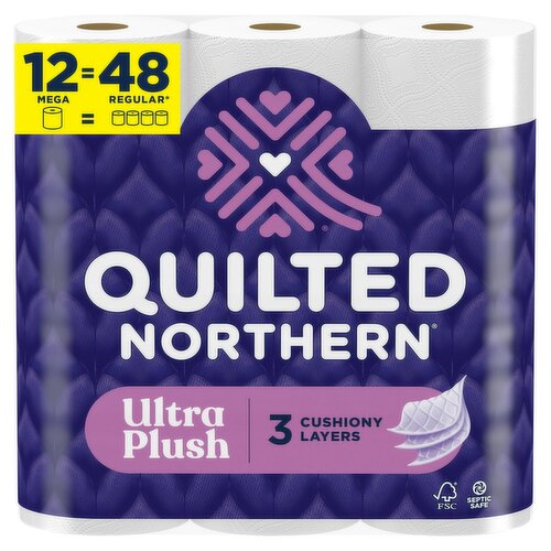 Quilted Northern Ultra Plush Unscented Bathroom Tissue, 255 3-ply sheets per roll, 12 count