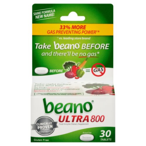 Beano Ultra 800 Food Enzyme Dietary Supplement, 30 count