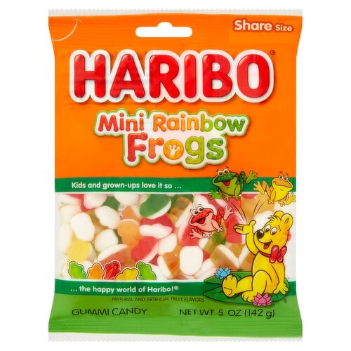 Haribo Mini Rainbow Frogs Gummi Candy Share Size, 5 oz