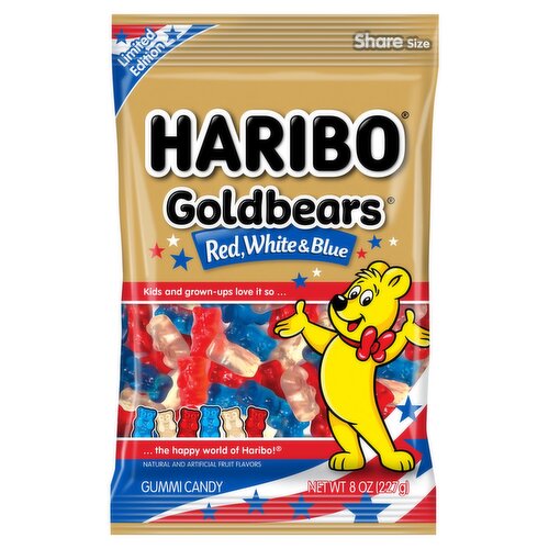 Haribo Goldbears Red, White & Blue Gummi Candy Share Size Limited Edition, 8 oz
