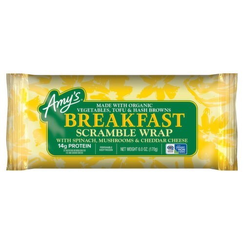 Amy's Breakfast Scramble Wrap with Spinach, Mushrooms & Cheddar Cheese, 6.0 oz