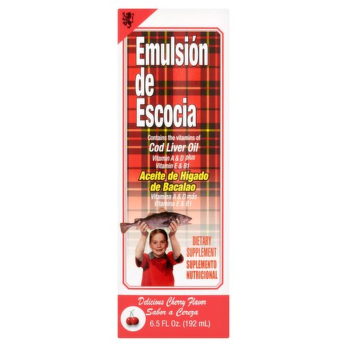 Emulsión de Escocia Cod Liver Oil Cherry Flavor Dietary Supplement, 6.5 fl oz