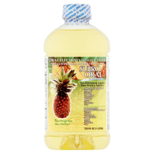 Suero Oral Tropical Pineapple Flavor Oral Electrolyte Solution, 33.8 fl oz