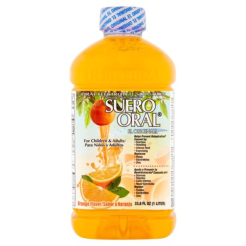 Suero Oral Orange Flavor Oral Electrolyte Solution, 33.8 fl oz