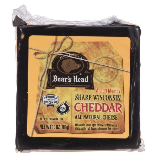 Brunckhorst's Boar's Head Sharp Wisconsin Cheddar All Natural Cheese, 10 oz