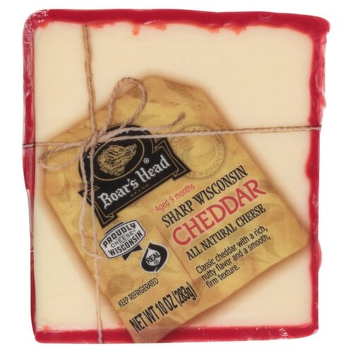 Boar's Head Sharp Wisconsin Cheddar All Natural Cheese, 10 oz