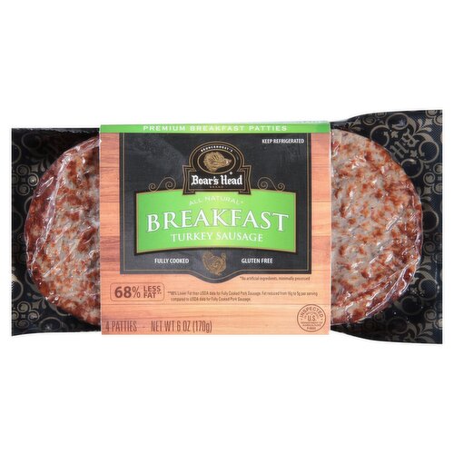 Brunckhorst's Boar's Head Breakfast Turkey Sausage Patties, 4 count, 6 oz