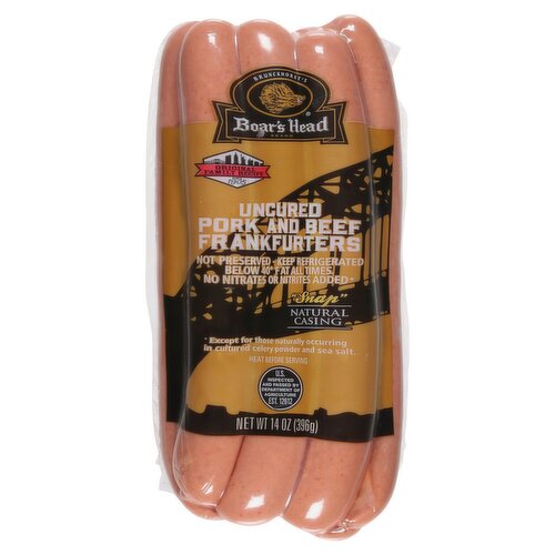 Boar's Head Uncured Pork and Beef Frankfurters, 14 oz