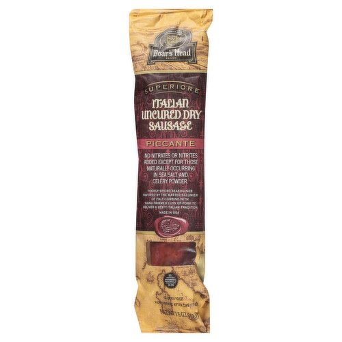 Boar's Head Superiore Italian Uncured Dry Piccante Sausage, 7.5 oz