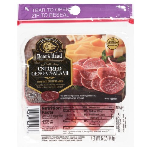 Boar's Head Uncured Genoa Salami, 5 oz