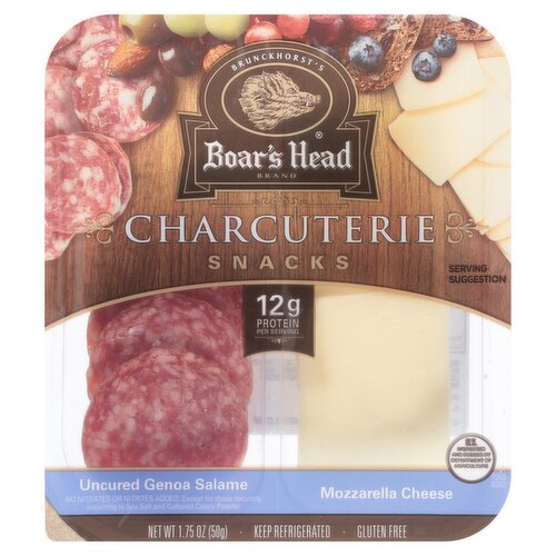 Boar's Head Uncured Genoa Salame Mozzarella Cheese Charcuterie Snacks, 1.75 oz