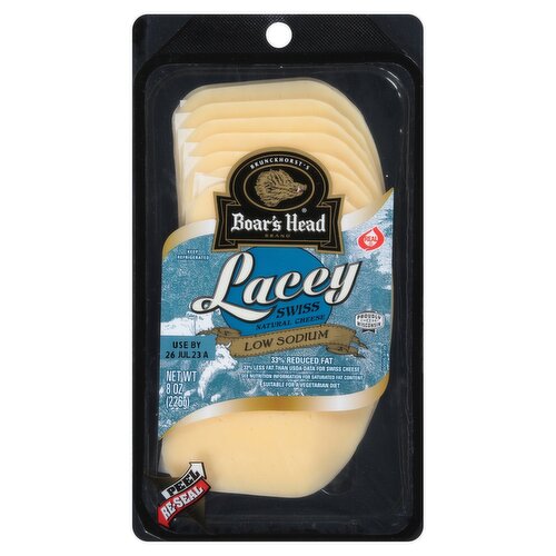 Boar's Head Lacey Swiss 33% Reduced Fat Natural Cheese, 8 oz