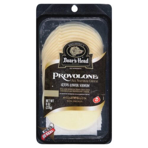 Boar's Head Non-Smoked 43% Lower Sodium Provolone All Natural Cheese, 8 oz