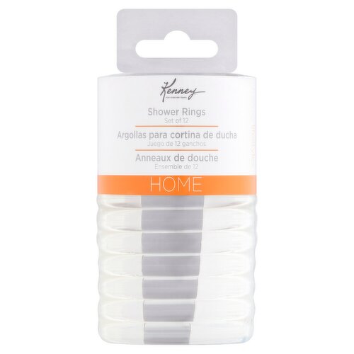 Kenney Home Clear Shower Rings, 12 count