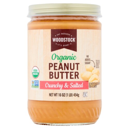 Woodstock Organic Crunchy & Salted Peanut Butter, 16 oz