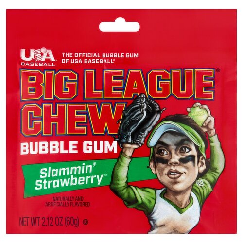 Big League Chew Slammin' Strawberry Bubble Gum, 2.12 oz
