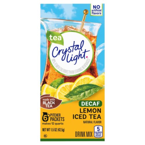 Crystal Light Decaf Lemon Iced Tea Drink Mix, 6 count, 1.5 oz