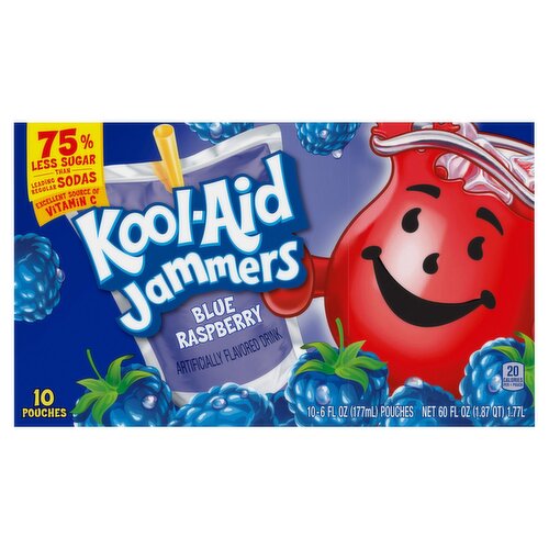 Kool-Aid Jammers Blue Raspberry Drink, 6 fl oz, 10 count