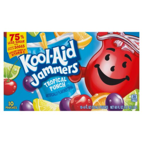 Kool-Aid Jammers Tropical Punch Drink, 6 fl oz, 10 count