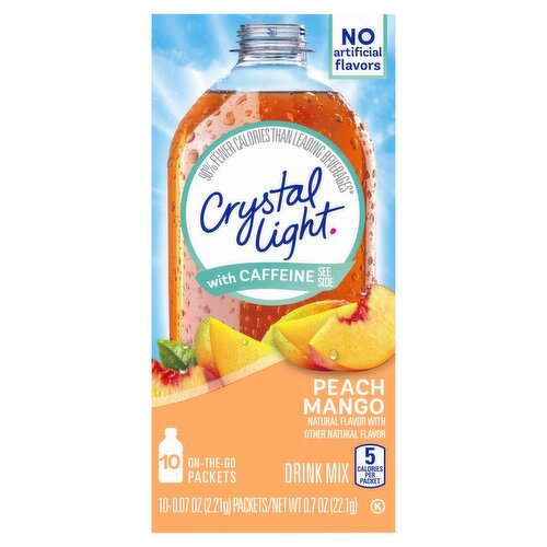 Crystal Light Peach Mango with Caffeine Drink Mix, 0.07 oz, 10 count