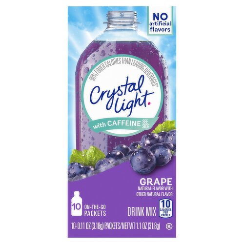 Crystal Light Grape Drink Mix with Caffeine, 0.11 oz, 10 count