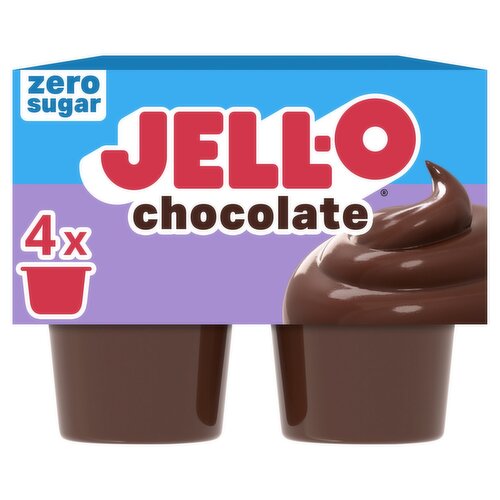 Jell-O Zero Sugar Chocolate Reduced Calorie Pudding Snacks, 4 count, 14.5 oz