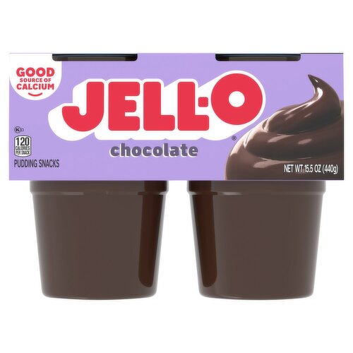 Jell-O Chocolate Pudding Snacks, 4 count, 15.5 oz