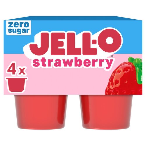 Jell-O Zero Sugar Strawberry Low Calorie Gelatin Snacks, 4 count, 12.5 oz
