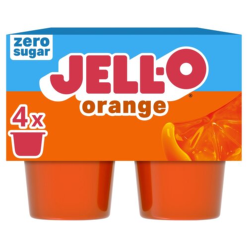 Jell-O Zero Sugar Orange Low Calorie Gelatin Snacks, 4 count, 12.5 oz