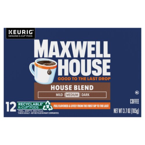 Maxwell House House Blend Medium Coffee K-Cup Pods, 12 count, 3.7 oz