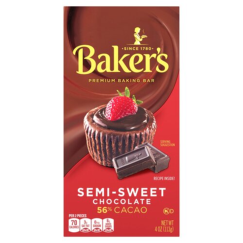 Baker's Semi-Sweet Chocolate Premium Baking Bar, 4 oz