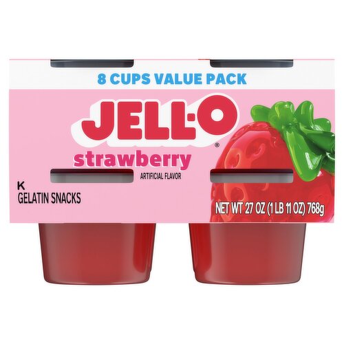 Jell-O Original Strawberry Gelatin Snacks Value Pack, 8 count, 27 oz