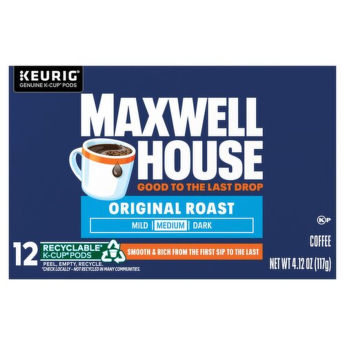 Maxwell House Original Roast Medium Coffee K-Cup Pods, 12 count, 4.12 oz