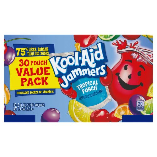 Kool-Aid Jammers Tropical Punch Drink Value Pack, 6 fl oz, 30 count