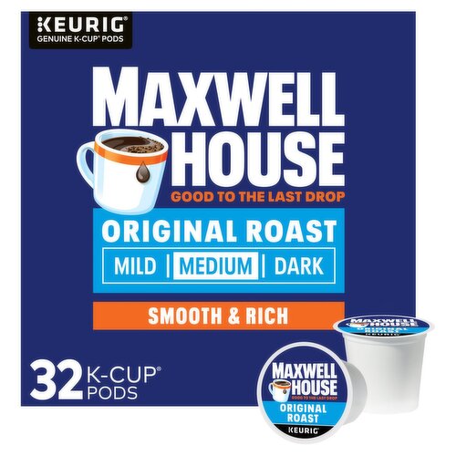 Maxwell House Original Roast Medium Coffee K-Cup Pods Value Pack, 32 count, 11.04 oz