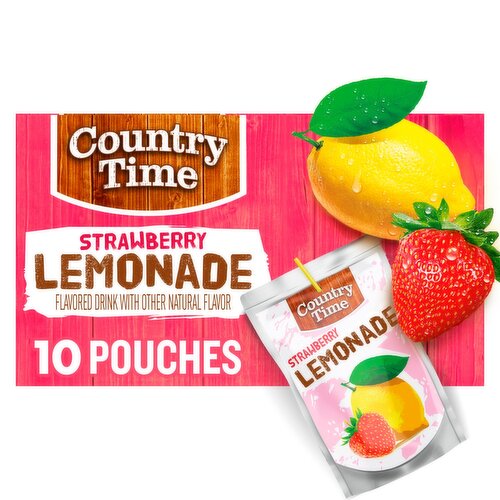 Country Time Strawberry Lemonade Flavored Drink, 6 fl oz, 10 count