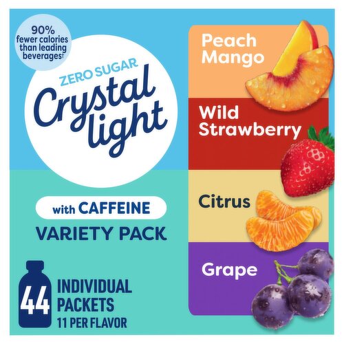 Crystal Light Energizing with Caffeine Drink Mix Variety Pack, 44 count, 4.18 oz