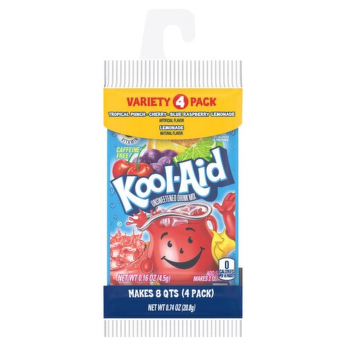 Kool-Aid Unsweetened Drink Mix Variety Pack, 0.74 oz, 4 count