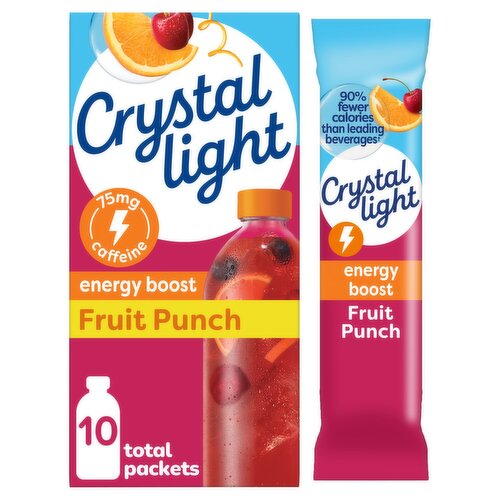 Crystal Light Fruit Punch Energy Boost Drink Mix, 0.09 oz, 10 count