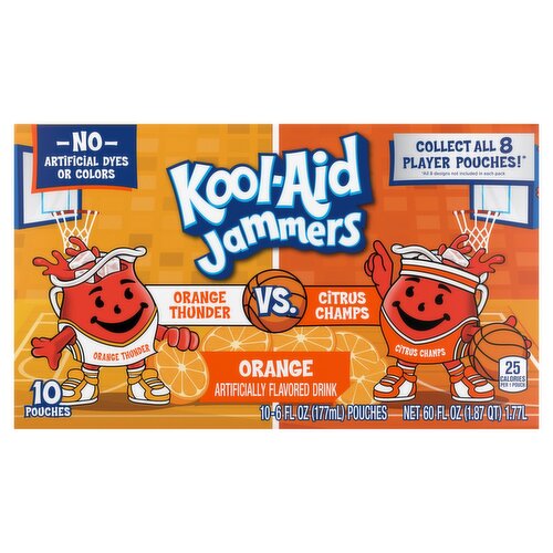 Kool-Aid Jammers Orange Thunder Vs. Citrus Champs Flavored Drink, 6 fl oz, 10 count